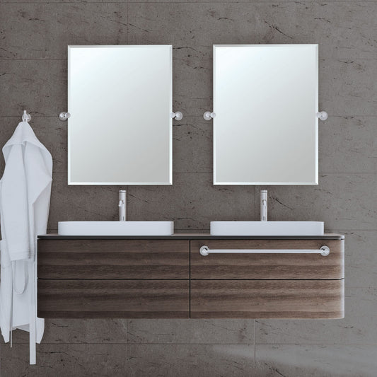 Tilting Rectangle Bathroom Vanity Mirror with Chrome Brackets
