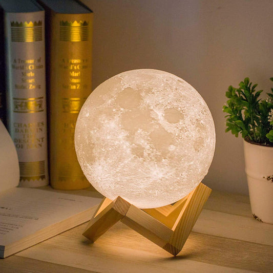 Mydethun 3D Moon Lamp with Wooden Base